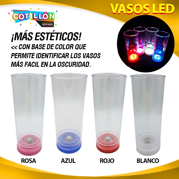 VASO TRAGO C/LED ( Violeta-Naranja-Amarillo-Verde)