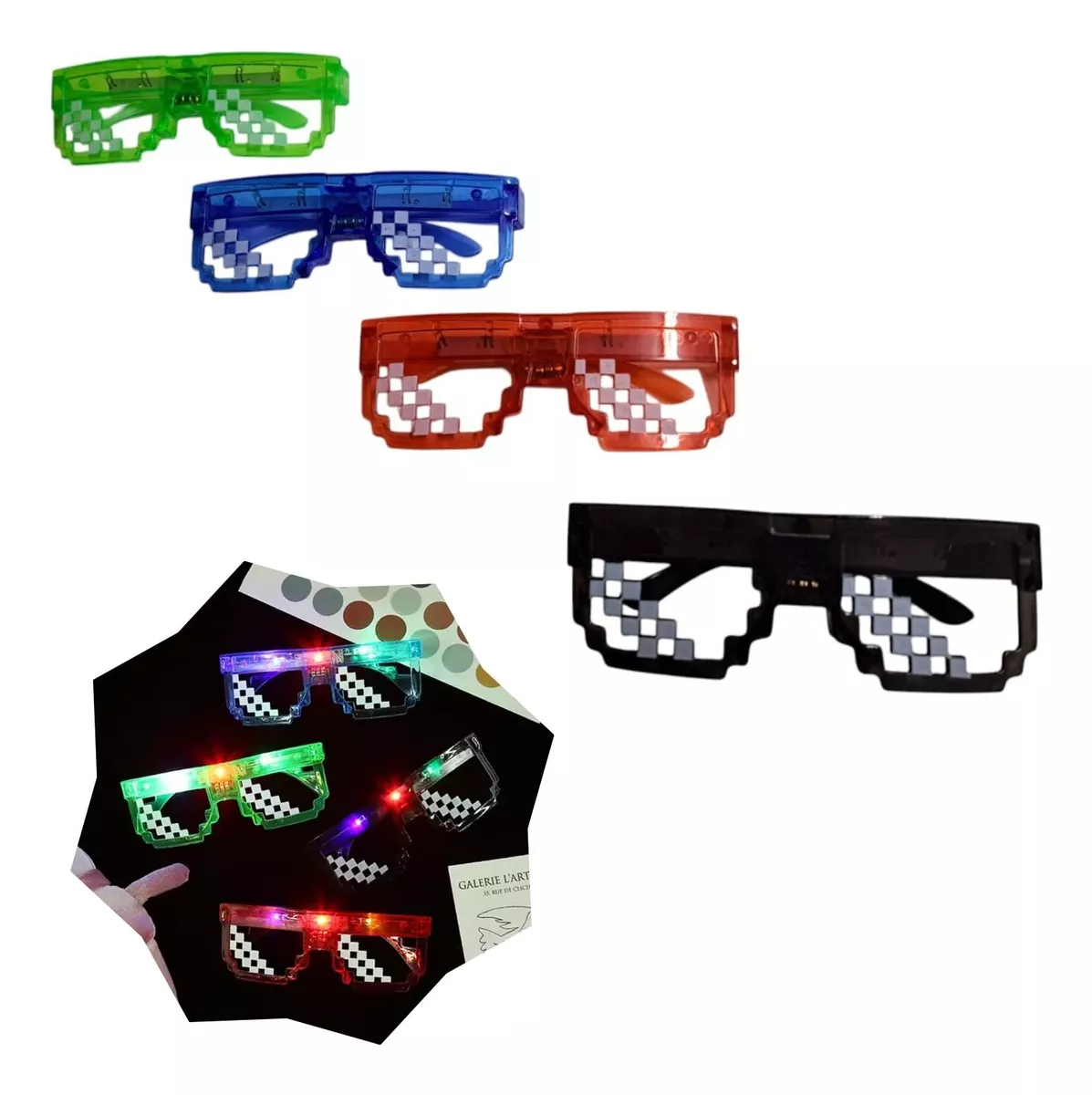 ANTEOJOS GAFAS PIXELS CON LED x 12